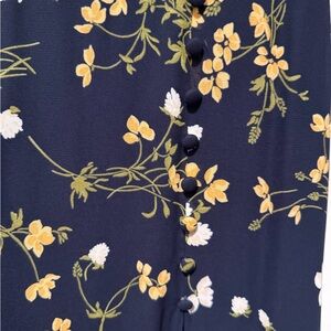 Reformation Navy Floral Top